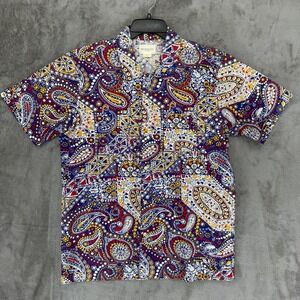Obey Propaganda Mens Medium Paisley Mosaic Print Short Sleeve Button Down Shirt